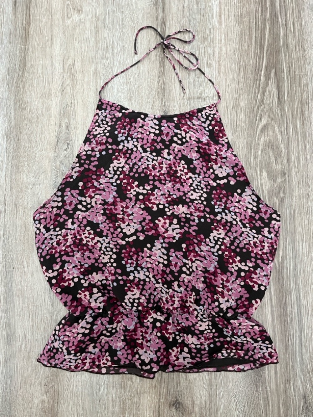 J. Crew Halter Top with Pink Floral Dot Print